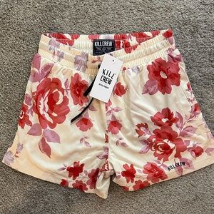 Kill Crew Red and Pink Floral Shorts